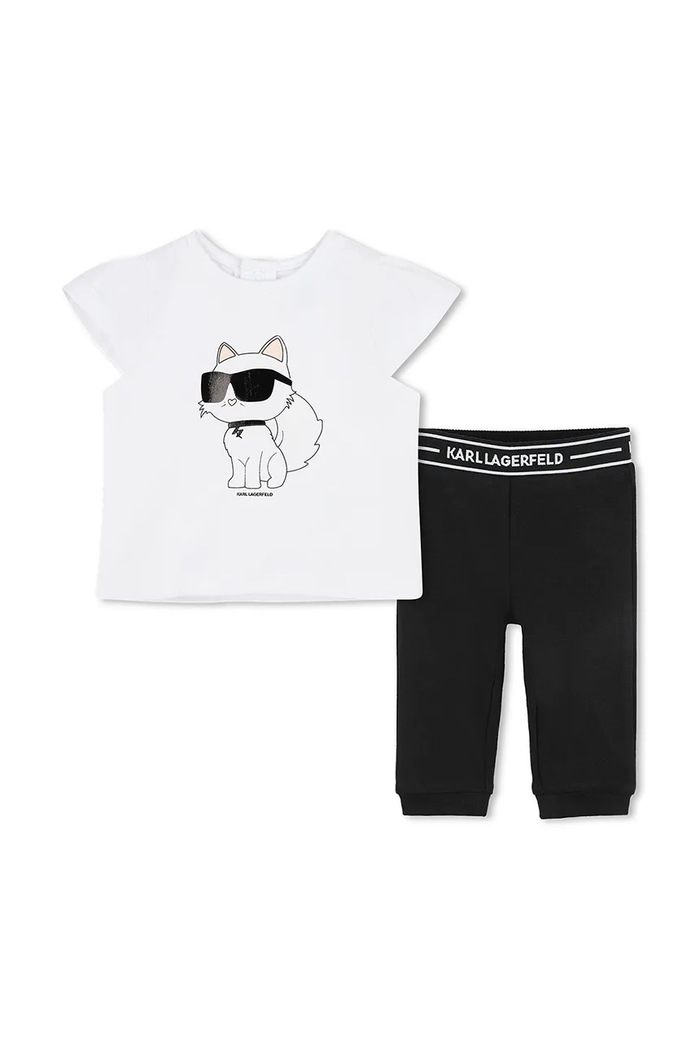 Karl Lagerfeld Παιδικό βαμβακερό σετ Karl Lagerfeld λευκό Z30517.86.108
