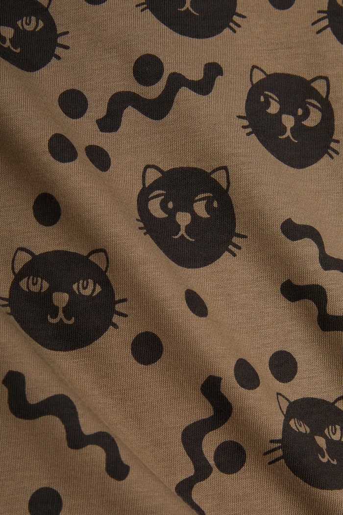 Bavlněná tepláková souprava pro miminka Mini Rodini Squiggly cats hnědá 2514010416