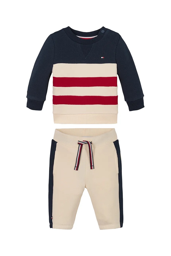 Dječji set trenerke Tommy Hilfiger pletivo bež KN0KN01979.PPYA