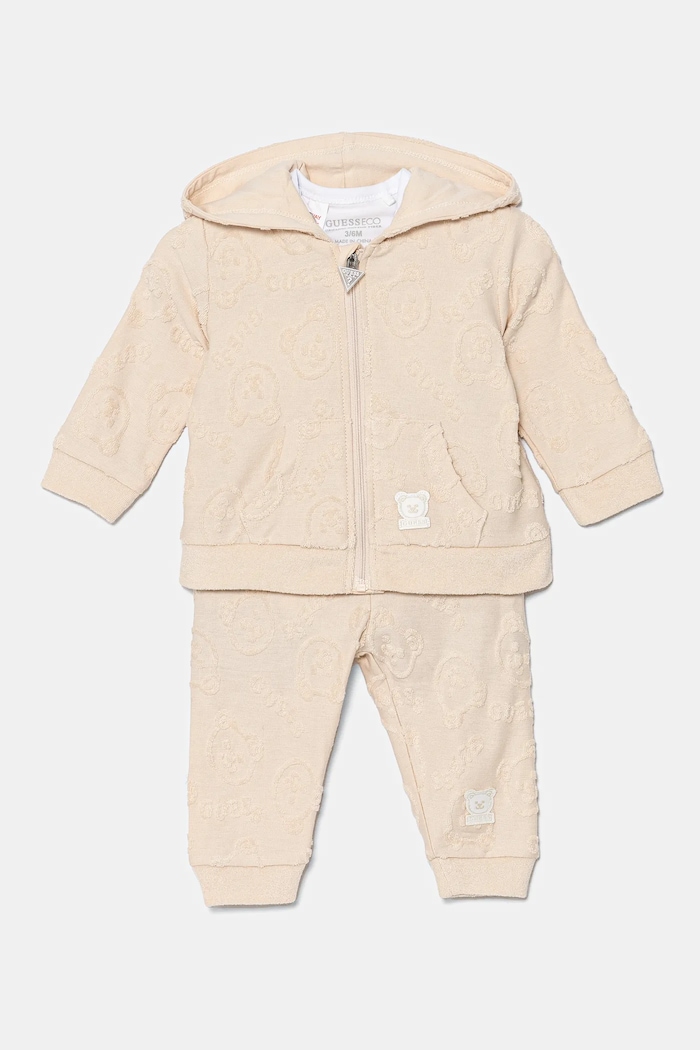 Guess komplet bawełniany niemowlęcy wzorzyste beżowy H4RW14.KBU64.PPYA