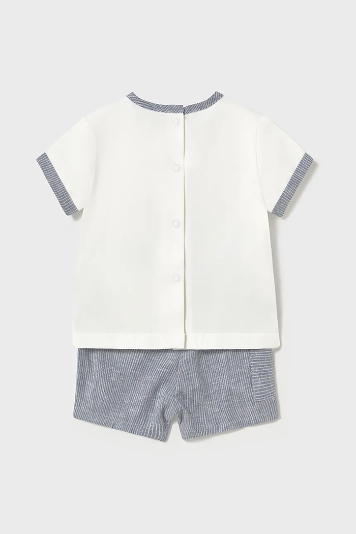 Mayoral Newborn komplet niemowlęcy z domieszką lnu 1207.1L.Newborn.PPYH niebieski SS25
