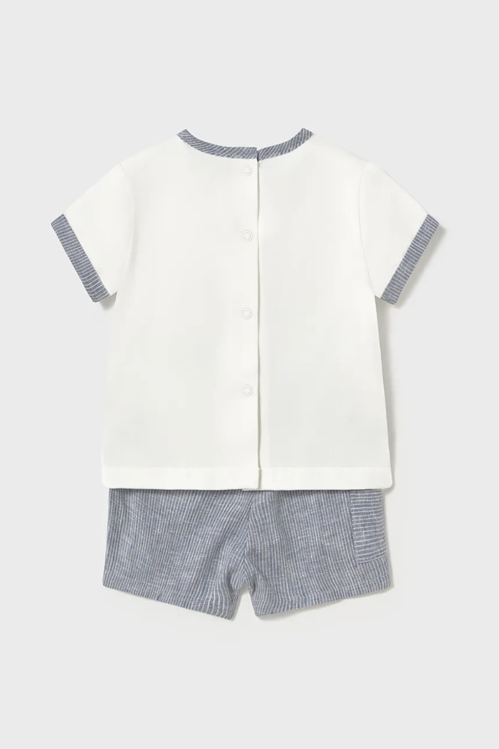 Mayoral Newborn komplet niemowlęcy z domieszką lnu 1207.1L.Newborn.PPYH niebieski SS25
