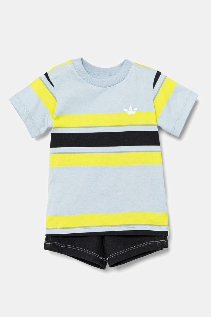 adidas Originals komplet bawełniany niemowlęcy wzorzyste niebieski JC7313