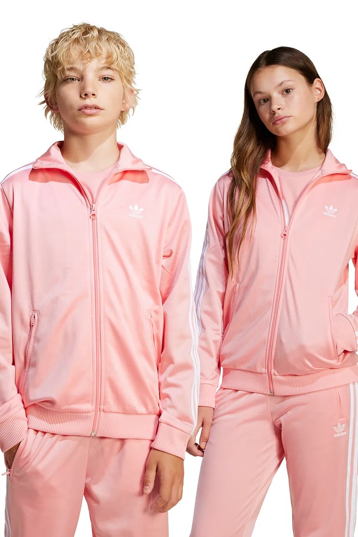 Detská mikina adidas Originals bez kapucne oranžová JD1622