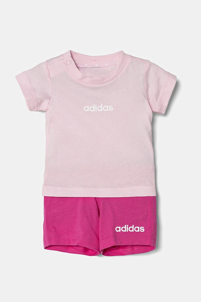Βρεφικό βαμβακερό σετ adidas στάμπα ροζ JC9744