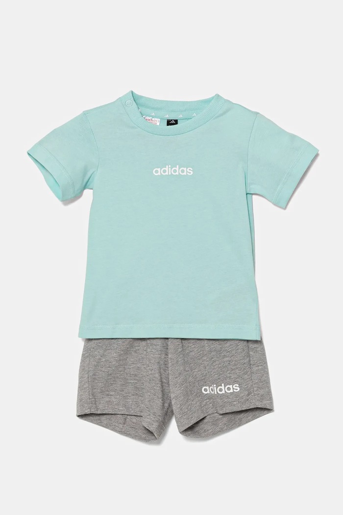 adidas Komplet bawełniany niemowlęcy turkusowy JC9743