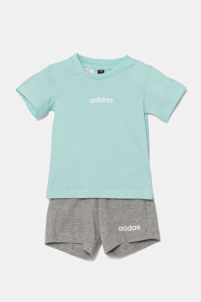 adidas Komplet bawełniany niemowlęcy turkusowy JC9743