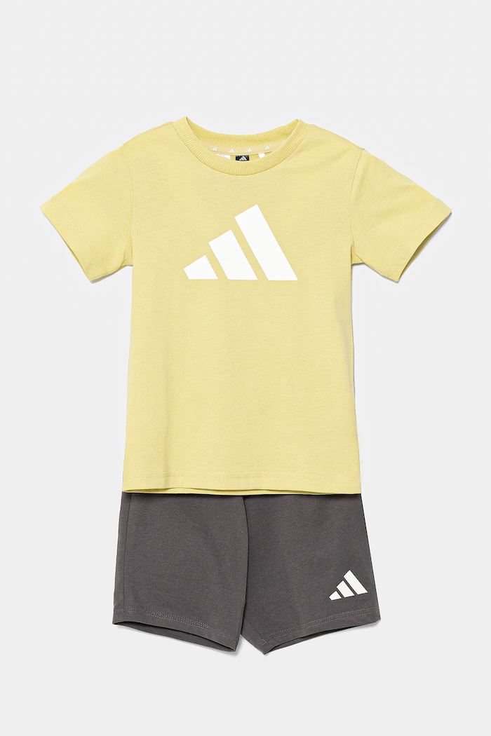adidas komplet bawełniany niemowlęcy nadruk żółty JC9640