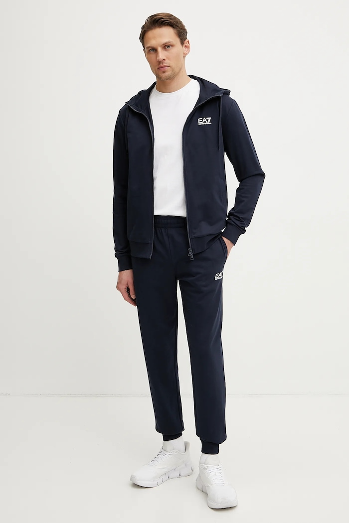 Bavlnená tepláková súprava EA7 Emporio Armani pletenina tmavomodrá PJVRZ.8NPV63