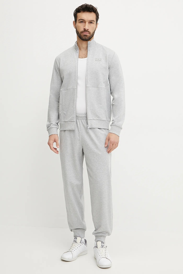 Бавовняний спортивний костюм EA7 Emporio Armani бавовна сірий AF13512.7M000235