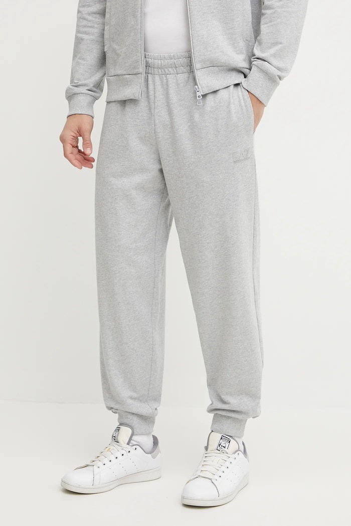 Бавовняний спортивний костюм EA7 Emporio Armani сірий AF13512.7M000235