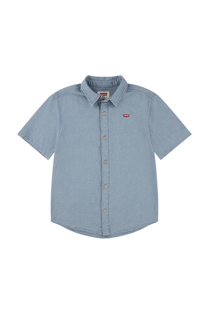 Παιδικό βαμβακερό πουκάμισο Levi's SS WOVEN SHIRT 9EH426 μπλε SS25
