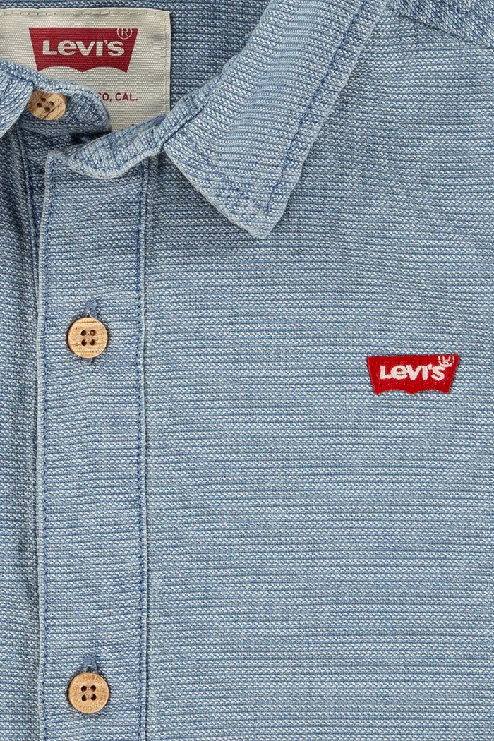 Παιδικό βαμβακερό πουκάμισο Levi's SS WOVEN SHIRT μπλε 9EH426