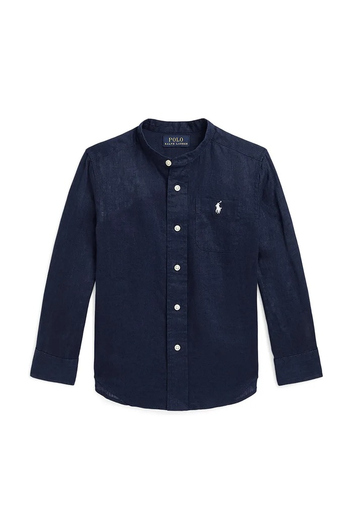 Polo Ralph Lauren koszula z domieszką lnu dziecięca długi granatowy 322964592001