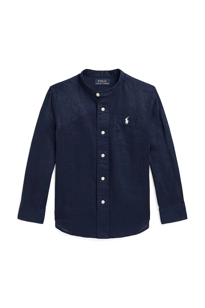 Polo Ralph Lauren koszula z domieszką lnu dziecięca długi granatowy 322964592001