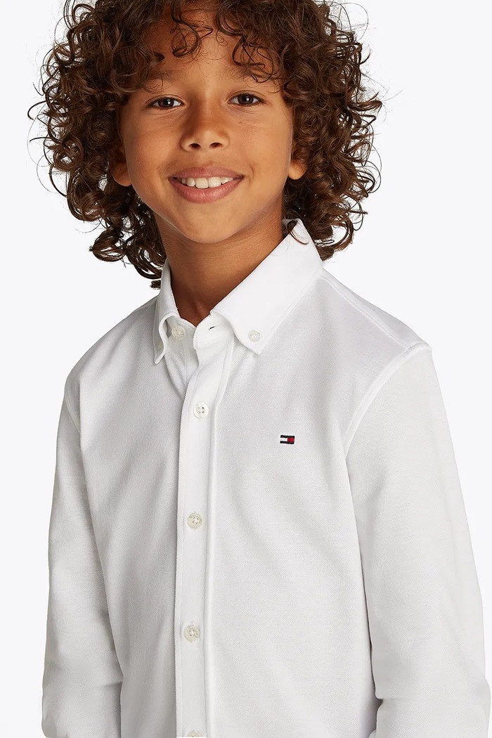 Dětská bavlněná košile Tommy Hilfiger KB0KB09551.116.122.PPYA bílá
