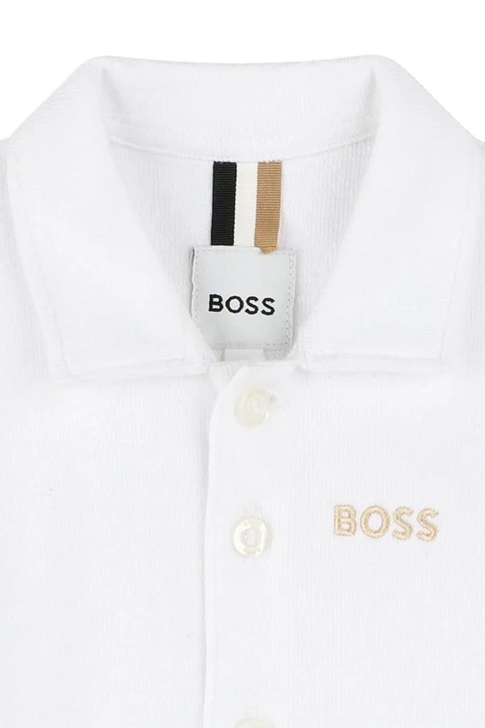 Băieți BOSS cămașă din bumbac pentru bebeluși J52092.67.81 alb
