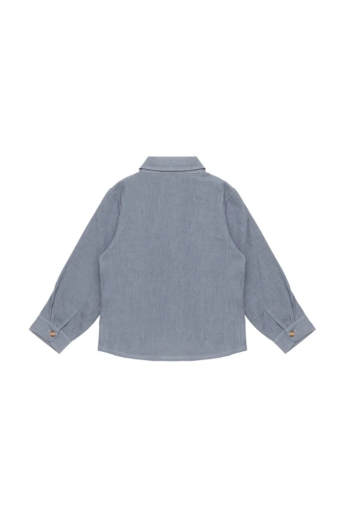 Băieți Donsje cămașă de in pentru copii Leom Linen Shirt 4096600 albastru