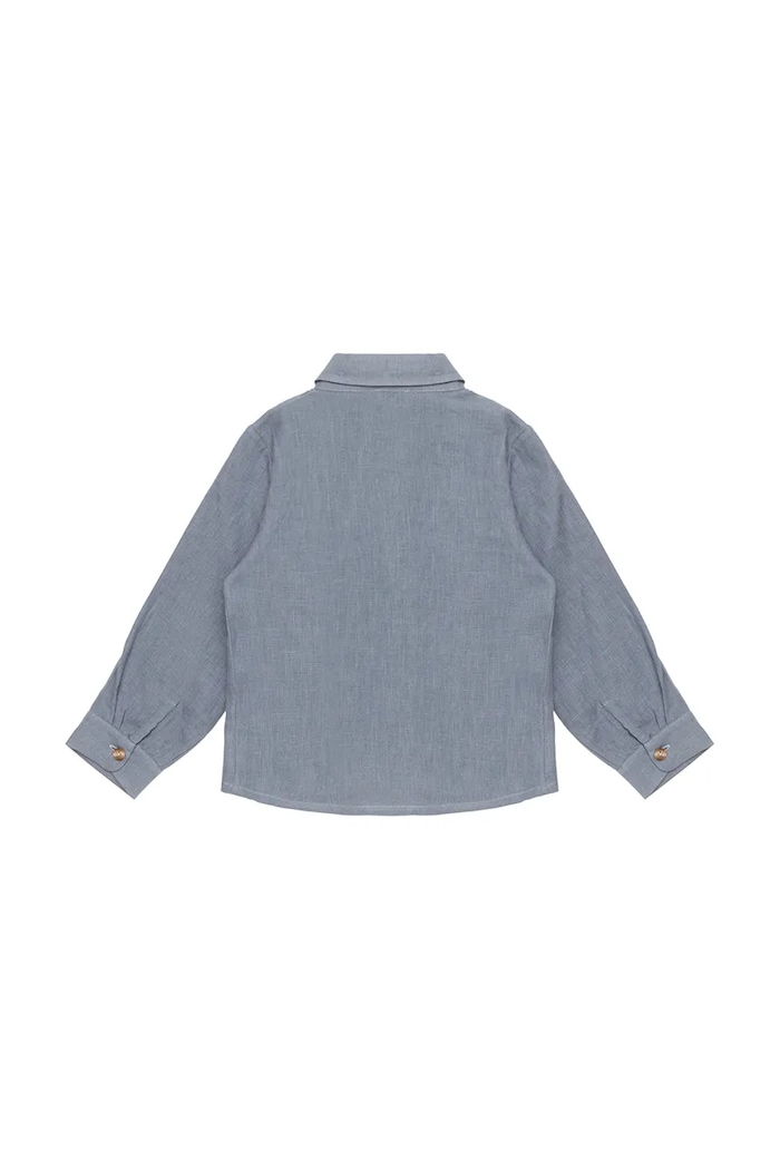 Băieți Donsje cămașă de in pentru copii Leom Linen Shirt 4096600 albastru
