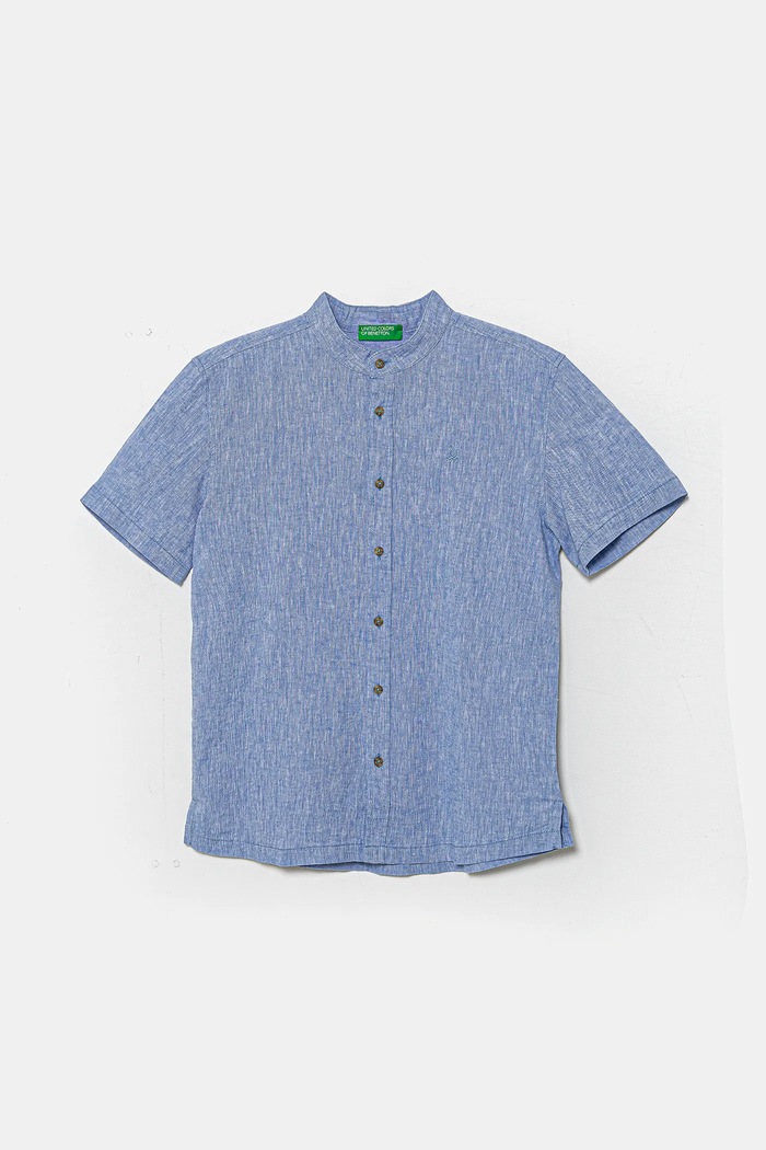 United Colors of Benetton koszula lniana dziecięca casual niebieski 52VMCQ03W.G.Seasonal
