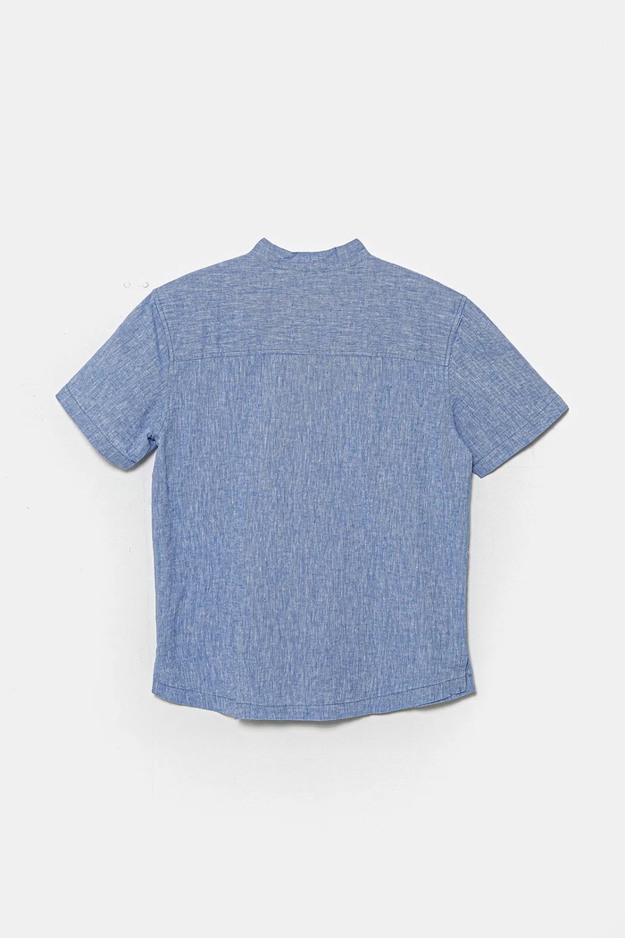 United Colors of Benetton koszula lniana dziecięca 52VMCQ03W.G.Seasonal niebieski SS25