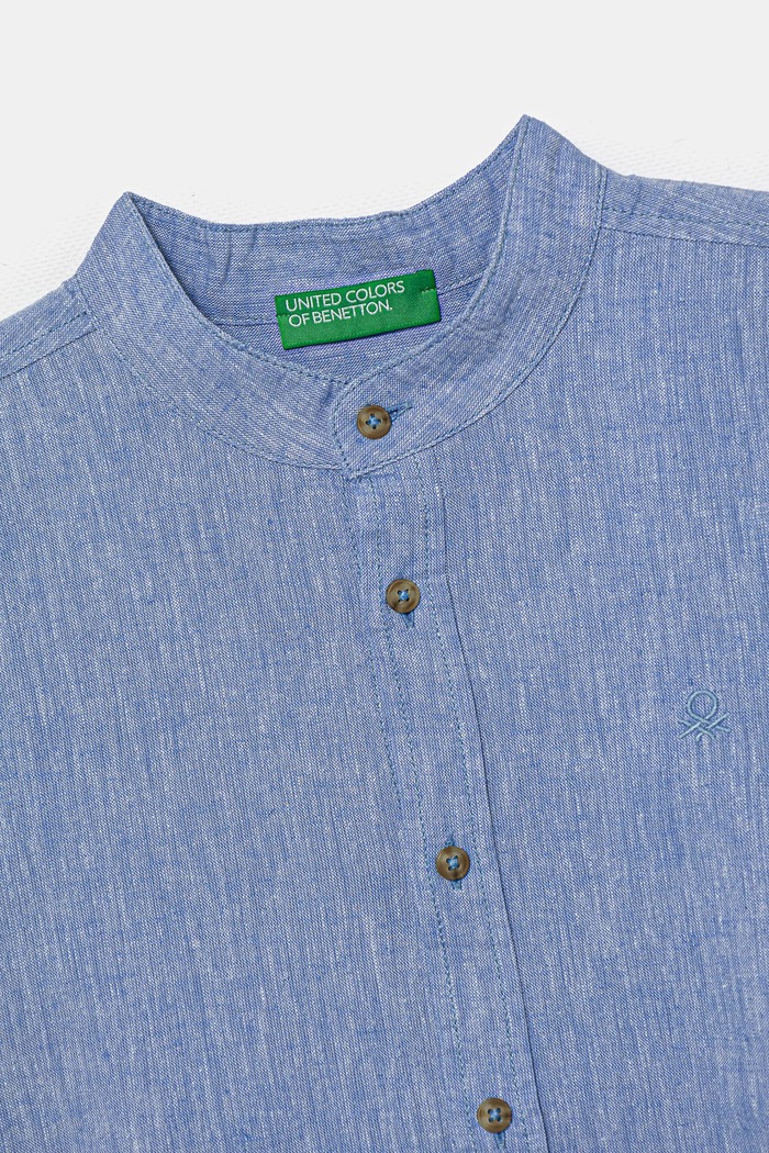 Chłopiec United Colors of Benetton koszula lniana dziecięca 52VMCQ03W.G.Seasonal niebieski