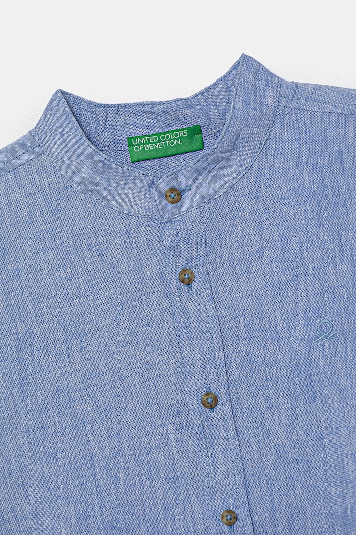 Chłopiec United Colors of Benetton koszula lniana dziecięca 52VMCQ03W.G.Seasonal niebieski