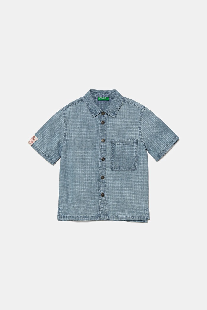 Dětská bavlněná košilka United Colors of Benetton jemný vzor modrá 53Z9GQ02P.P.Seasonal