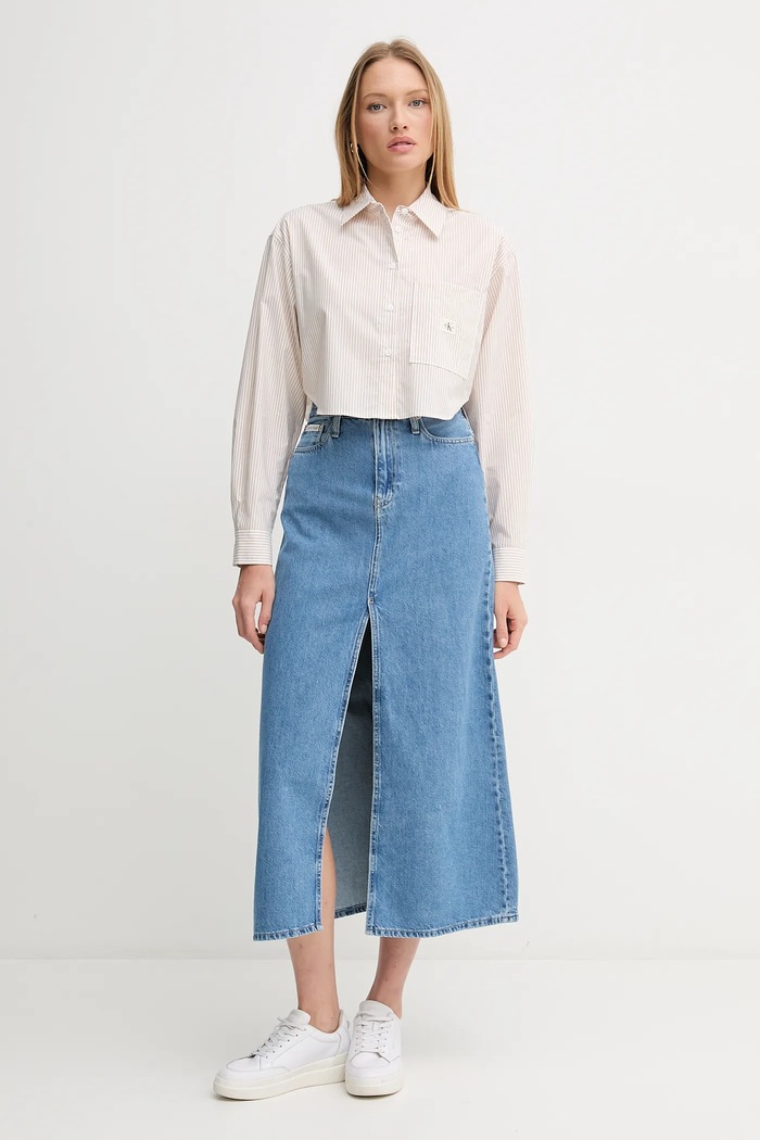 Calvin Klein Jeans camasa din bumbac J20J225078 bej SS25