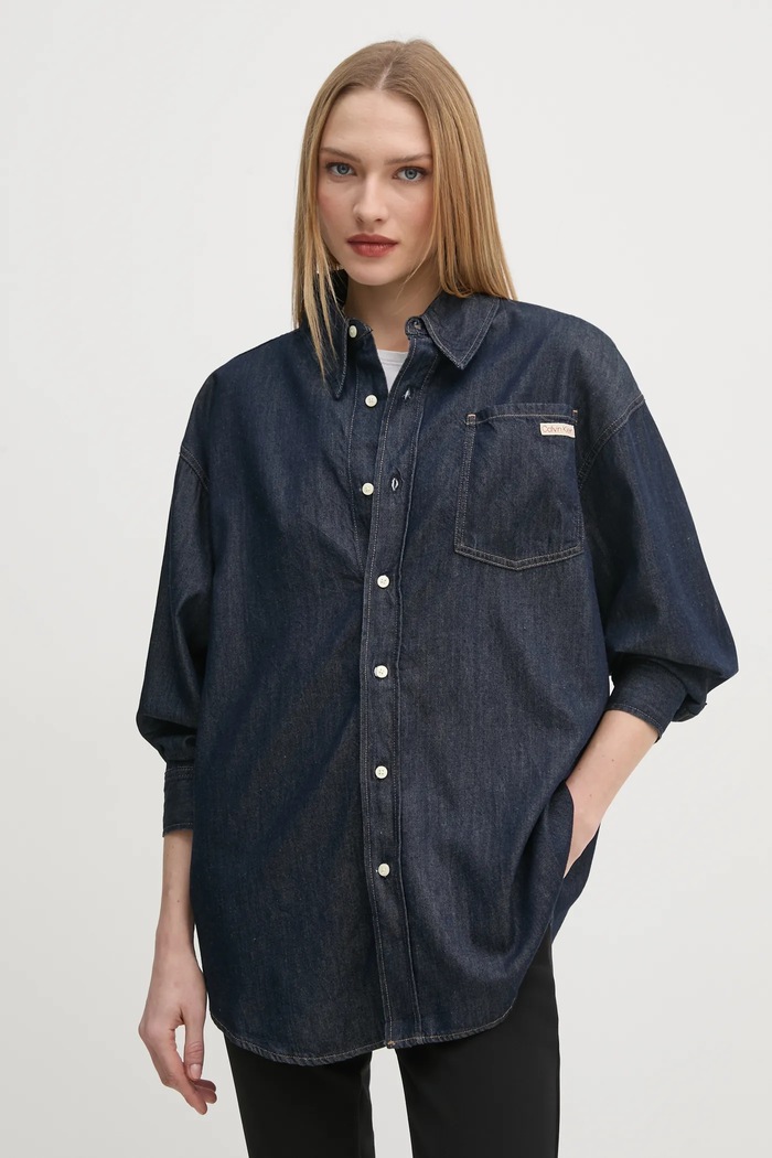 Calvin Klein Jeans koszula jeansowa regular granatowy J20J225471