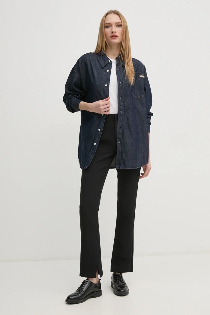 Calvin Klein Jeans koszula jeansowa J20J225471 granatowy SS25