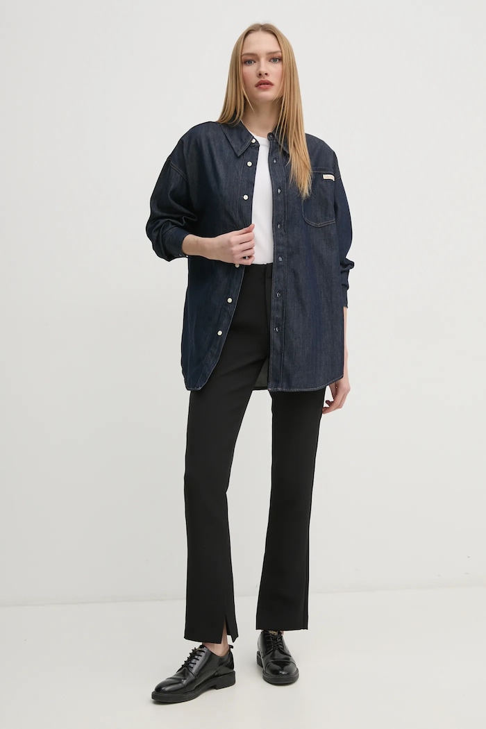 Calvin Klein Jeans koszula jeansowa J20J225471 granatowy SS25