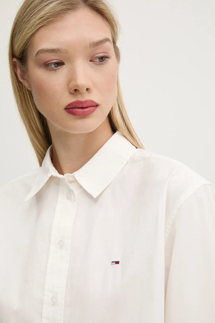 Pamučna košulja Tommy Jeans bijela DW0DW19354