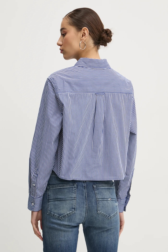 Oblečení Bavlněná košile Tommy Jeans DW0DW19354 námořnická modř