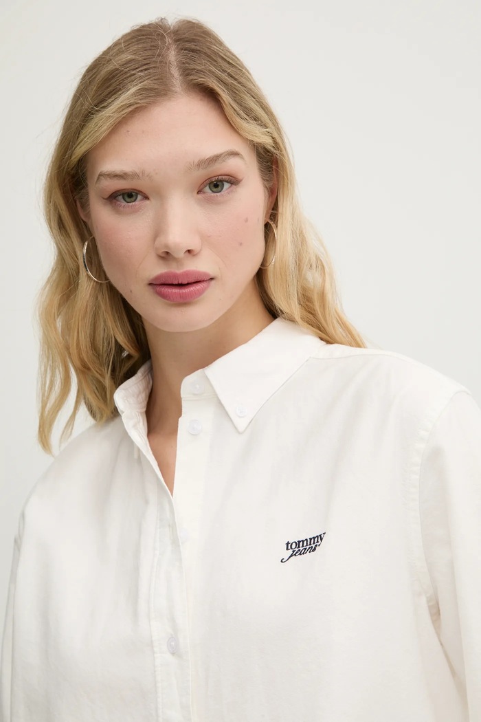 Tommy Jeans koszula bawełniana beżowy DW0DW19358