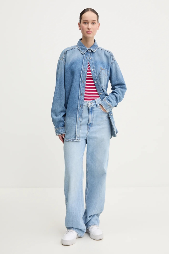 Džínová košile Tommy Jeans DW0DW19855 modrá SS25