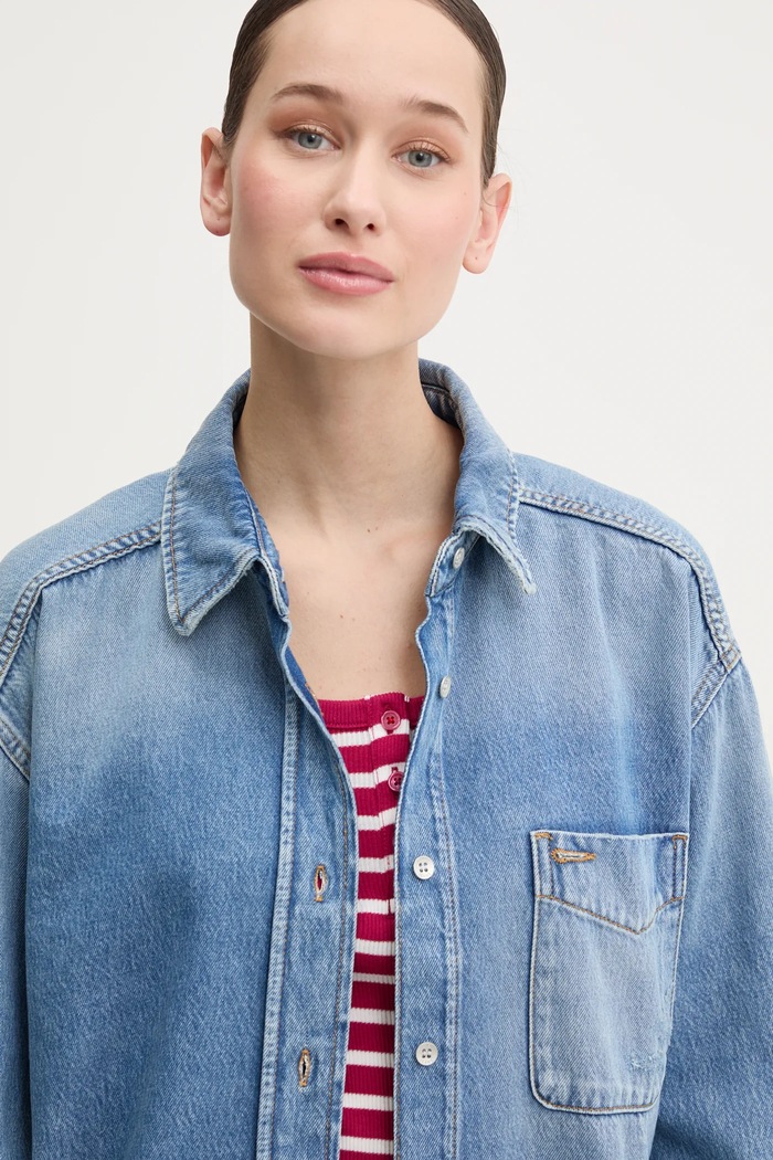 Džínová košile Tommy Jeans modrá DW0DW19855