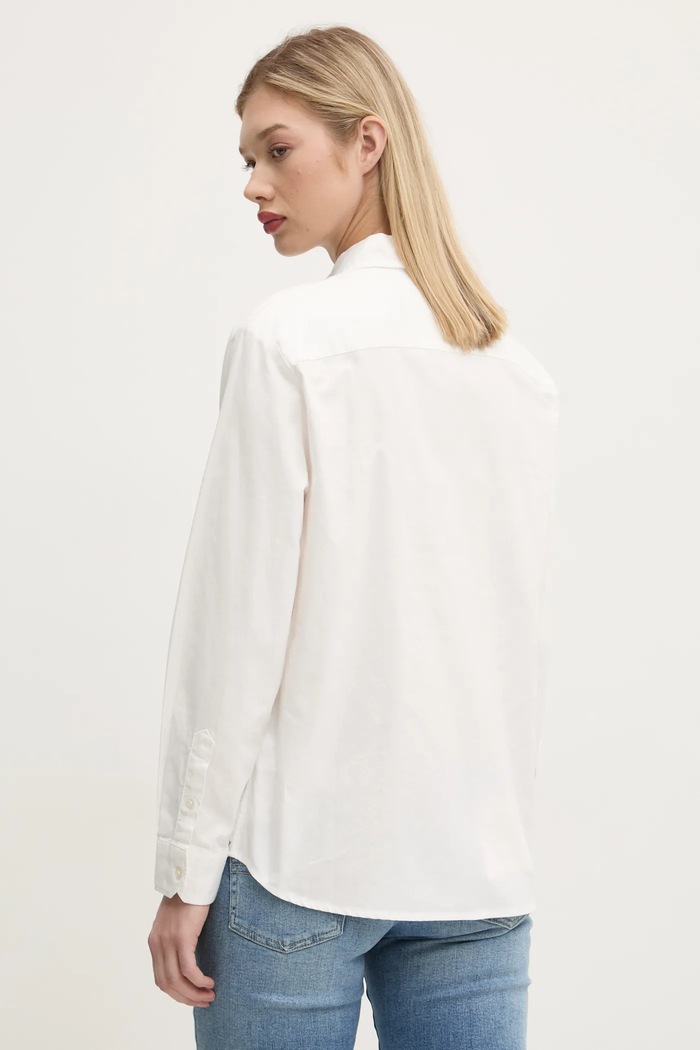 Îmbrăcăminte Tommy Jeans cămașă pentru femei din bumbac DW0DW19890 bej