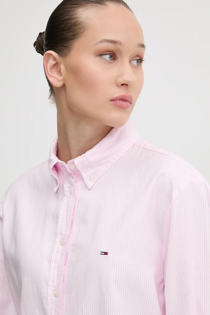 Tommy Jeans koszula damska bawełniana różowy DW0DW19890