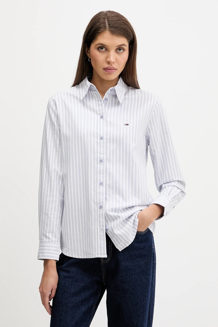 Tommy Jeans Cămașă pentru femei din bumbac albastru DW0DW19890