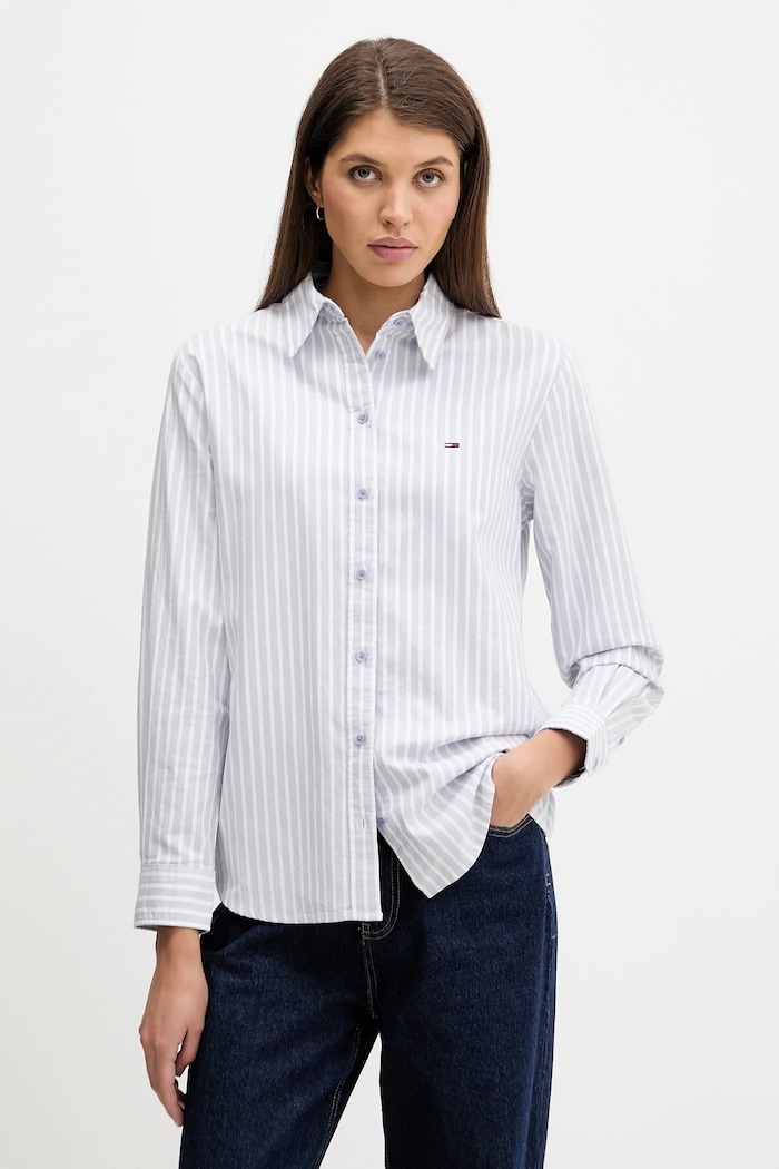 Tommy Jeans Cămașă pentru femei din bumbac albastru DW0DW19890