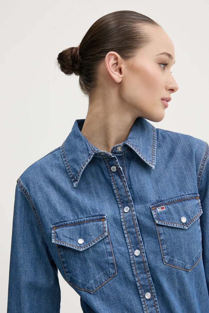 Džínová košile Tommy Jeans modrá DW0DW19919