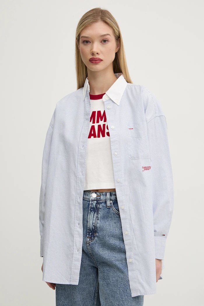 Tommy Jeans pamut ing pamut kék DW0DW20209