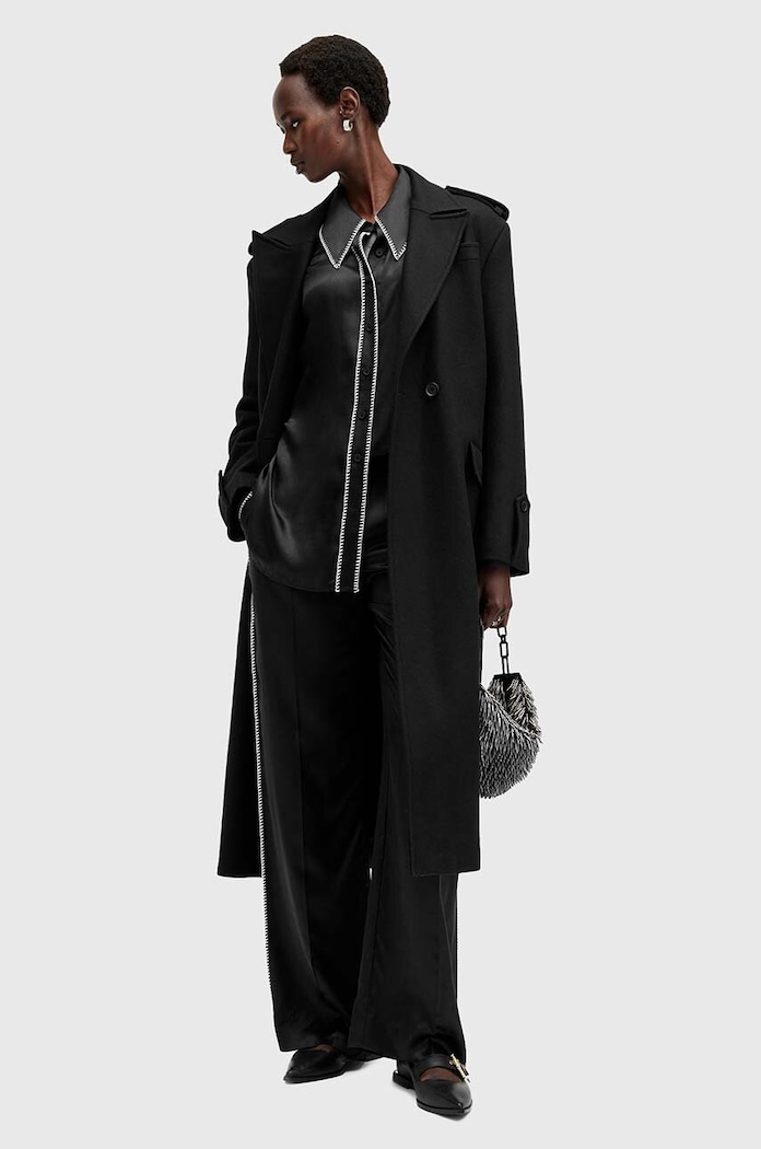 Košile s příměsí hedvábí AllSaints CHARLI STITCH W033PB