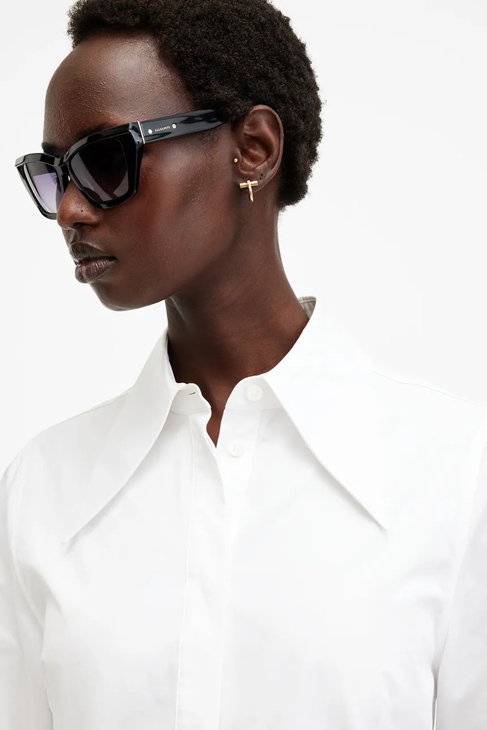Bavlněná košile AllSaints MOIRA W083PB bílá SS25