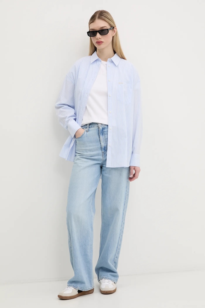 Bavlnená košeľa Guess Jeans W5RH94.WGZ11 modrá SS26