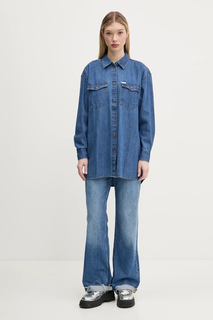 Guess Jeans koszula jeansowa W5RH89.D5M84 niebieski SS25