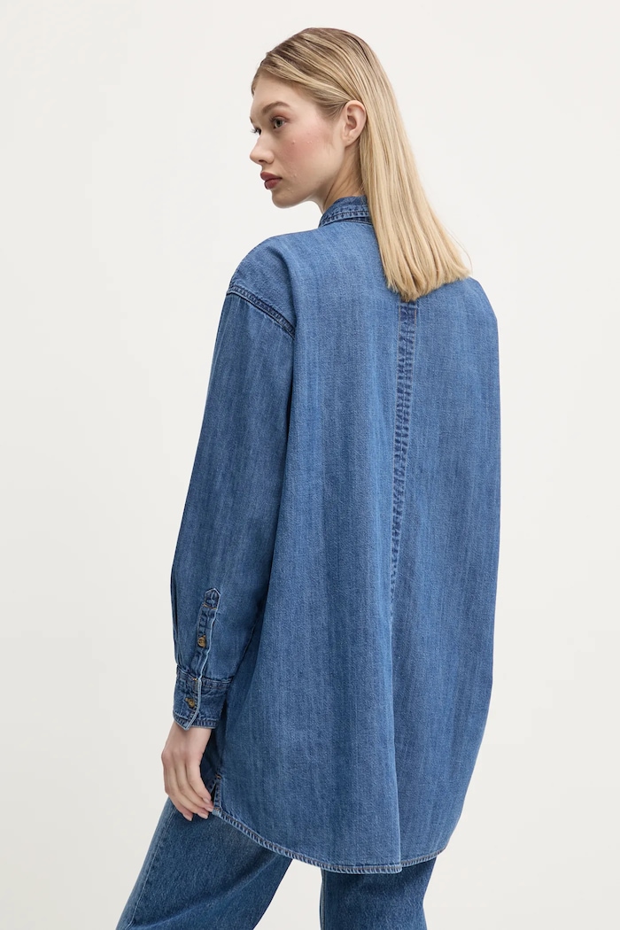 Odzież Guess Jeans koszula jeansowa W5RH89.D5M84 niebieski