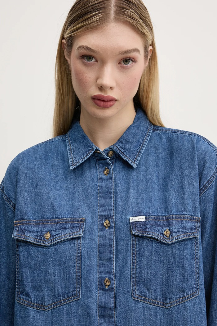Guess Jeans koszula jeansowa niebieski W5RH89.D5M84