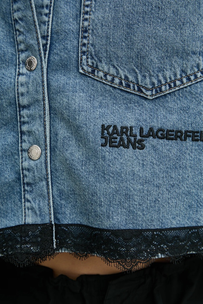 Karl Lagerfeld Jeans koszula bawełniana A1W11034 niebieski